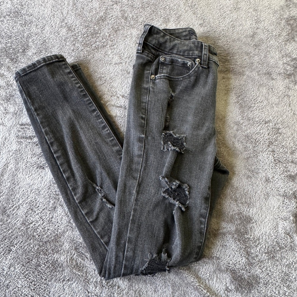 Aeropostale High Waisted Jeggings Womens‎ 6 Reg Grey Distressed